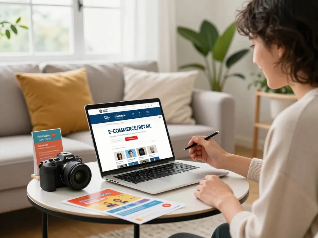 Person excitedly signing up for https://hubet88.icu/ newsletter in a cozy living room, vibrant marketing materials surrounding.