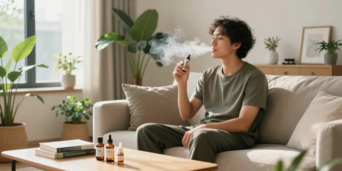 Packman THC vape providing natural wellness benefits with lab-tested CBD oil in a serene environment.