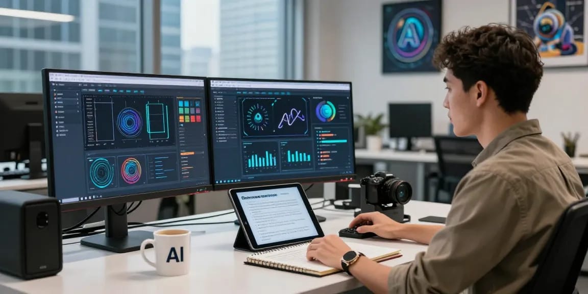 AI detector in action at a high-tech moderation workspace with real-time analytics and safety measures.