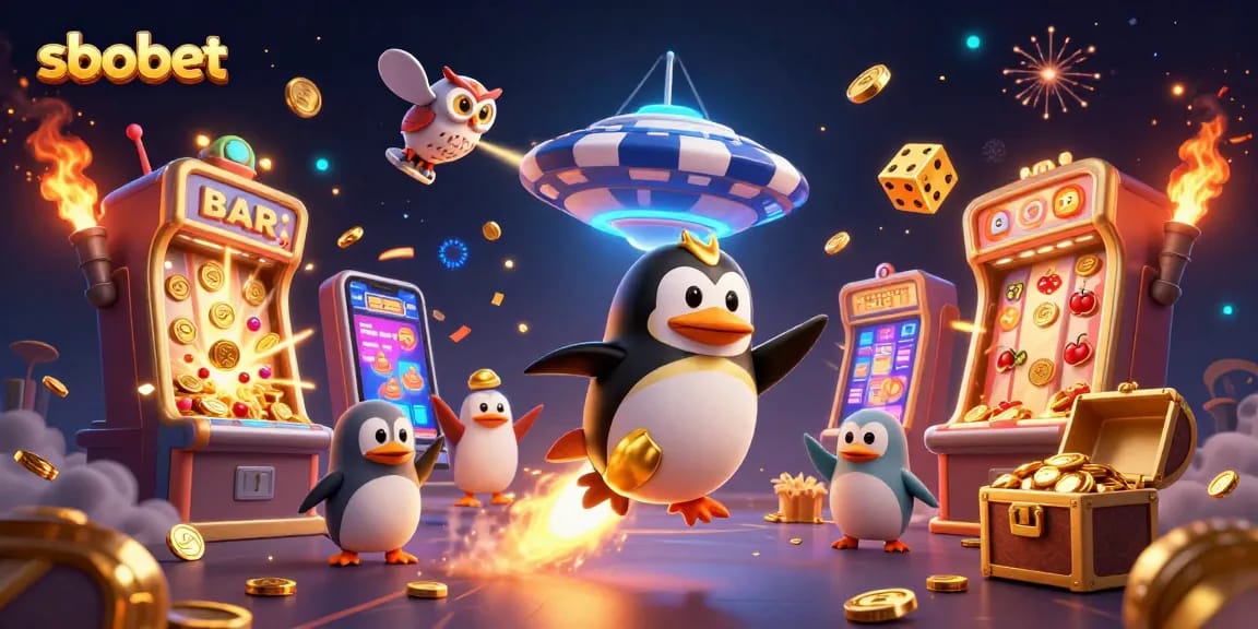 SBOBET enhances sports betting excitement with dynamic casino elements amidst colorful gambling visuals.