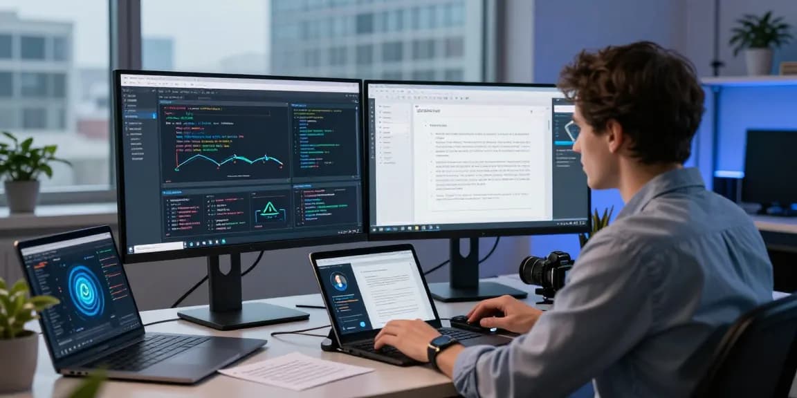 Detect fake pdf technology showcased in modern workspace, engineer analyzing AI-driven document verification interface.