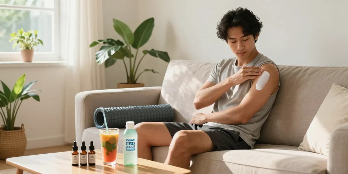 Properloud CBD topical applied for recovery in a wellness-focused environment with natural elements and healthy lifestyle products.