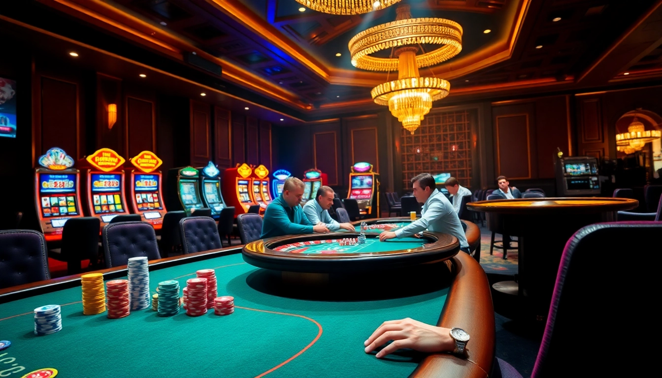 Experience thrilling gameplay at the 6rwin Vip poker table amidst a glamorous casino setting.