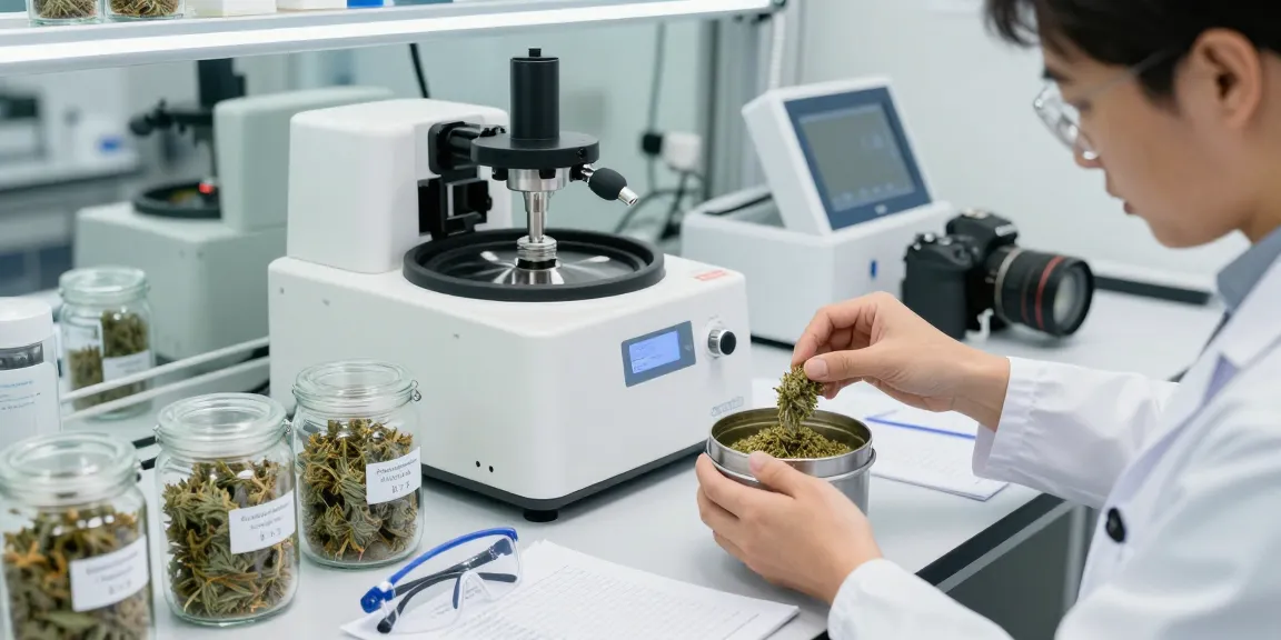 Technician using hash sieb in cannabis extraction lab for optimal trichome separation.