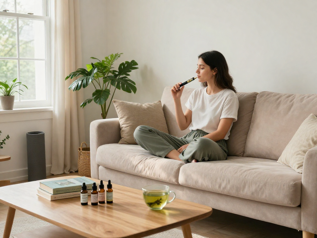 Using a weed vape alongside organic CBD oil for a natural wellness experience.