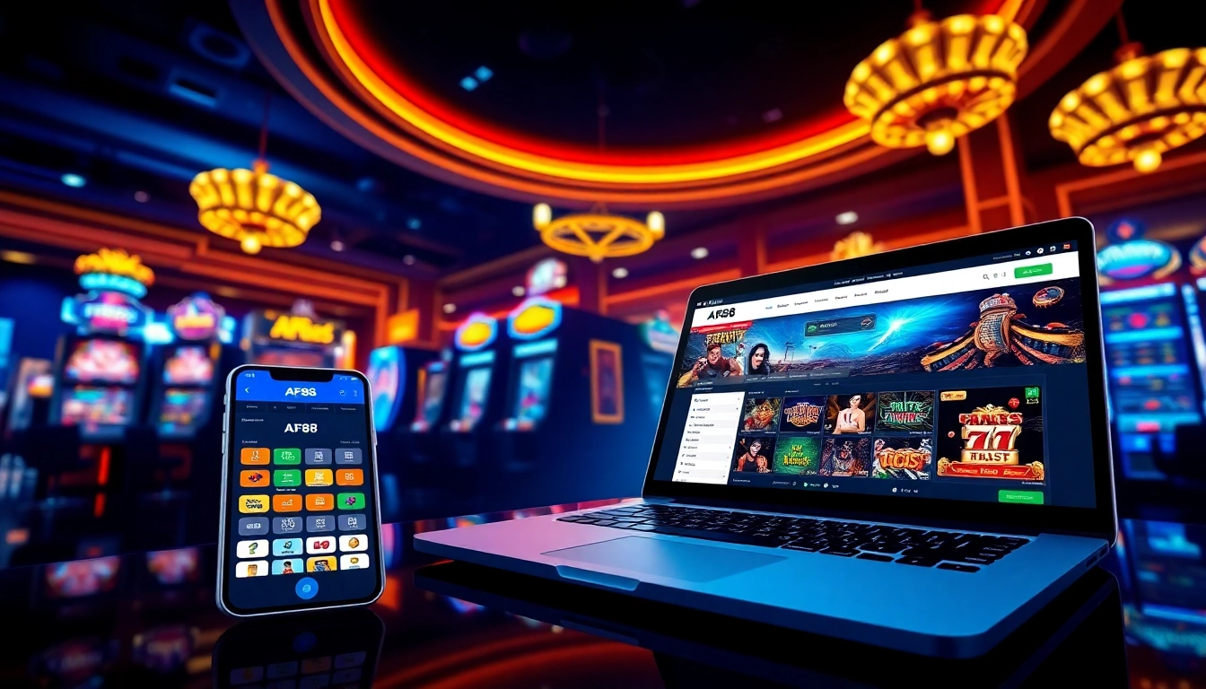 Engaging digital betting scene at af88.com showcasing online casino games and sports betting options.