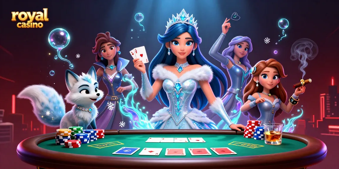 Experience the thrill of royal casino gaming in a vibrant casino setup with immersive characters.