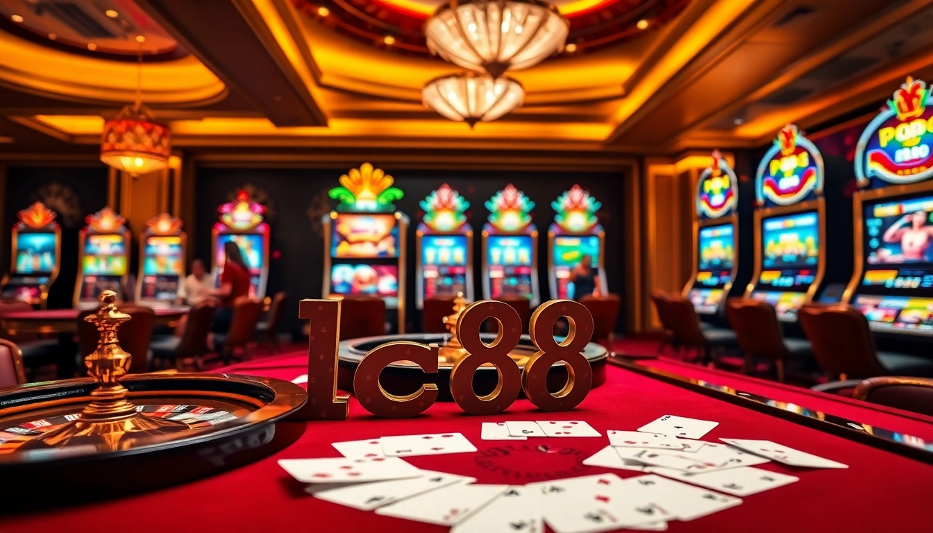 lc88 players betting on an elegant casino table with poker chips and cards