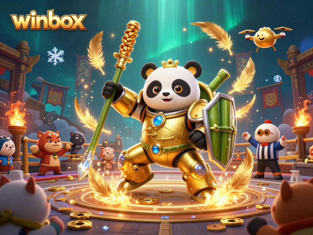 Engage with winbox games in vibrant casino arena featuring unique 3D characters and elements.
