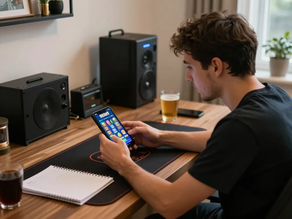 Online gambler enjoying a session on 92slot mobile app, showcasing immersive gameplay