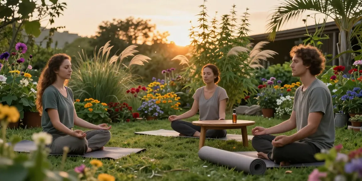 semillas Ministry of Cannabis with calming CBD oil and natural wellness elements setup in a peaceful garden