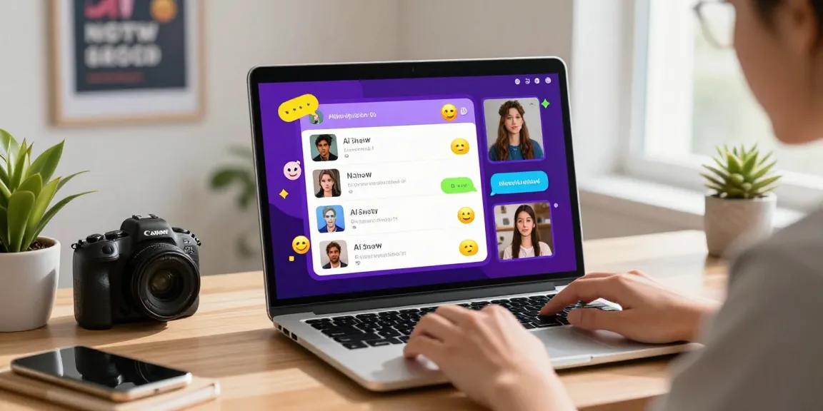 Engaging ai nsfw chat session on a laptop with vibrant user interface.