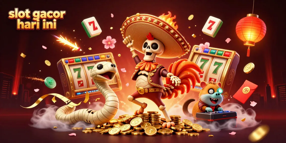 Join the excitement of slot gacor hari ini with a dynamic scene of characters celebrating on golden coins and slot reels.