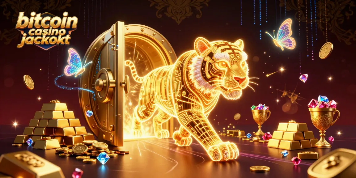 Experience the excitement of bitcoin casino jackpot slots with a dynamic, vibrant scene.