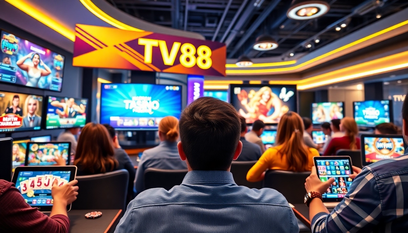Engaging digital casino gaming experience at TV88 platform, showcasing diverse players.