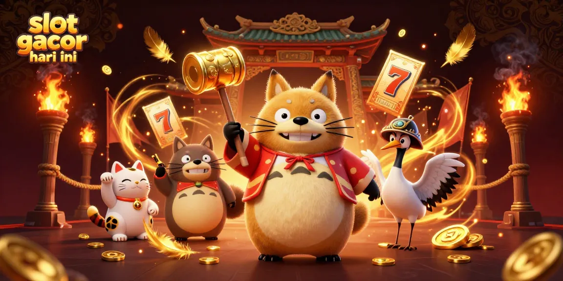 Engage with the excitement of slot gacor hari ini featuring a dynamic casino scene with playful characters and captivating elements.