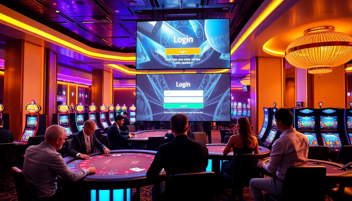 LOG IN to 33BD's casino with vibrant gaming tables and excited players.
