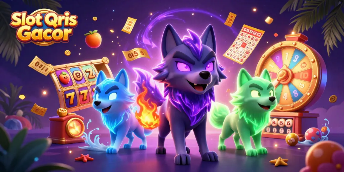Spin and win with Slot Qris Gacor in a vibrant and dynamic casino-themed illustration.