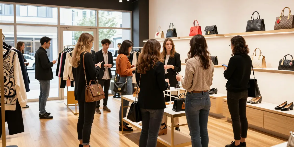 Engaging replica site shopping experience with stylish customers exploring high-quality items.
