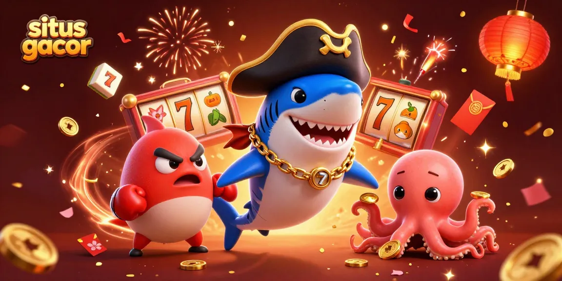 Situs gacor showcases winning strategies in an exciting 3D casino illustration with vibrant game elements.