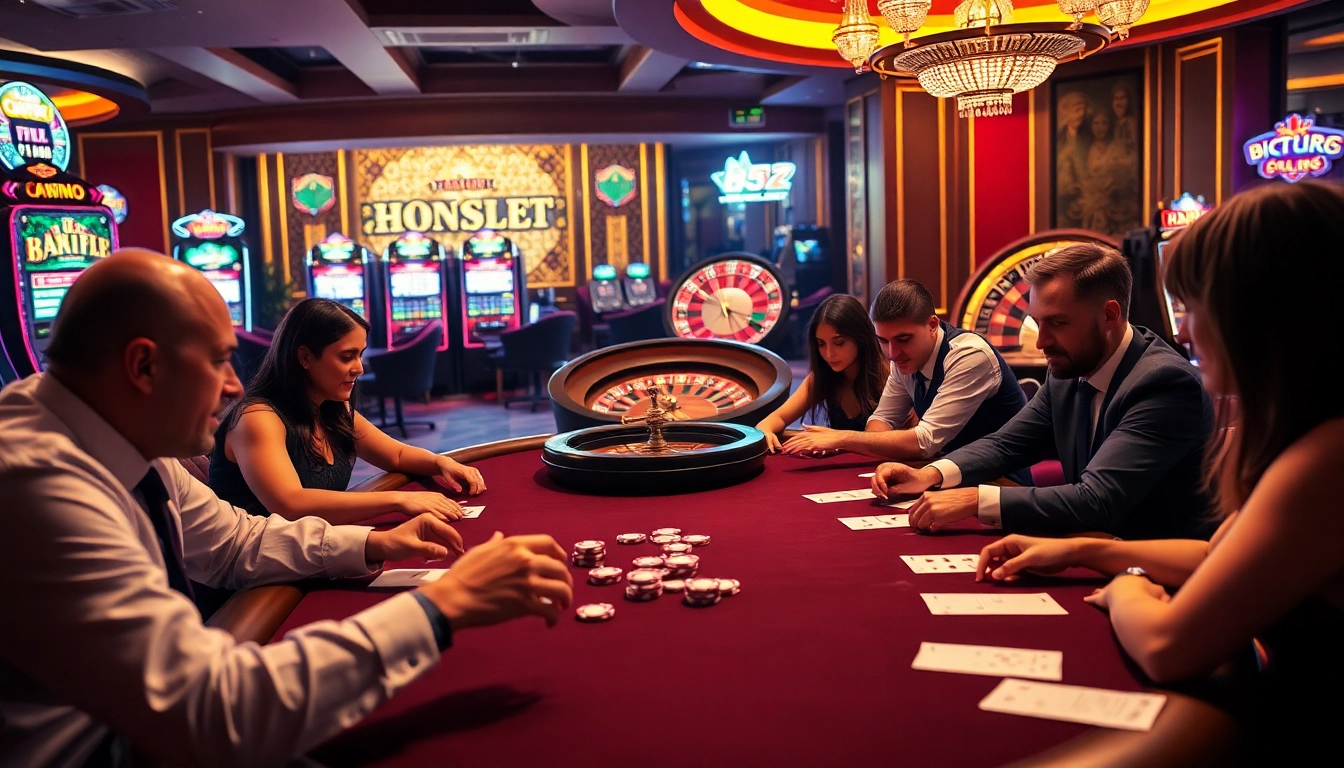 Excited players at the b52club casino table during a thrilling poker game.