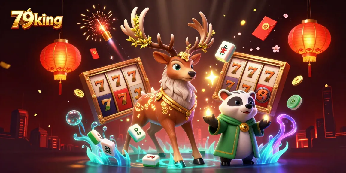 79king cinematic scene with a Celtic druid stag and a wise badger showcasing vibrant slot elements.