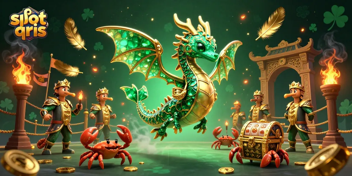 Experience the thrill of slot qris with a vibrant sea dragon amid a treasure-filled casino scene.