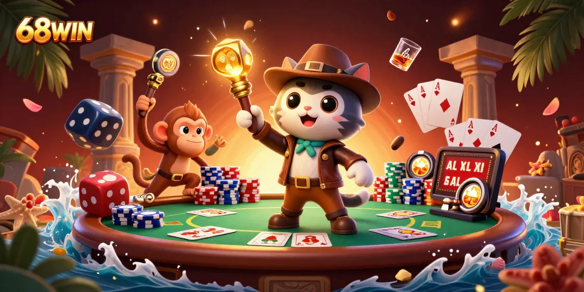 Experience the thrill of winning in 68WIN's animated casino adventure with vibrant characters.