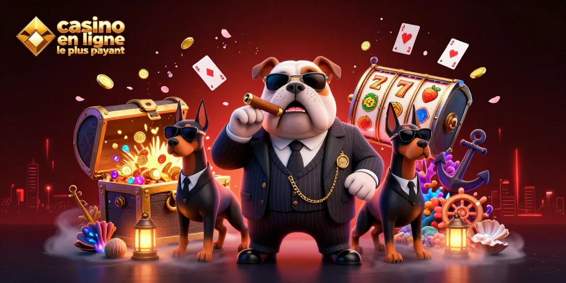 Engagez-vous avec le casino en ligne le plus payant mettant en scène un chef mafieux bulldog en dessin animé et des gardes du corps Doberman.