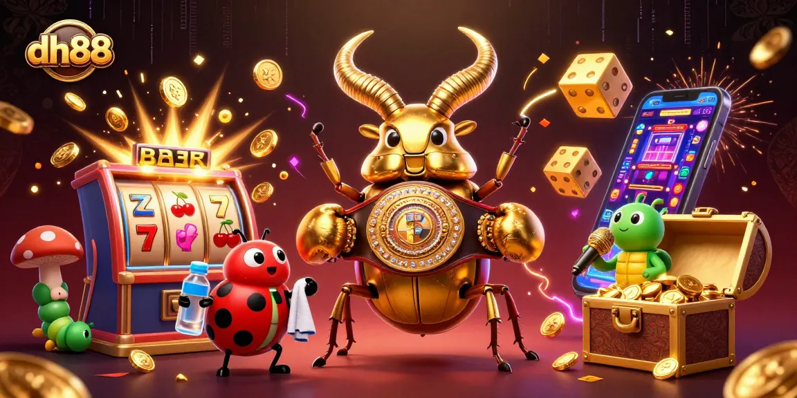 Experience the thrill of dh88 with a 3D illustration showcasing dynamic casino action and vibrant characters.