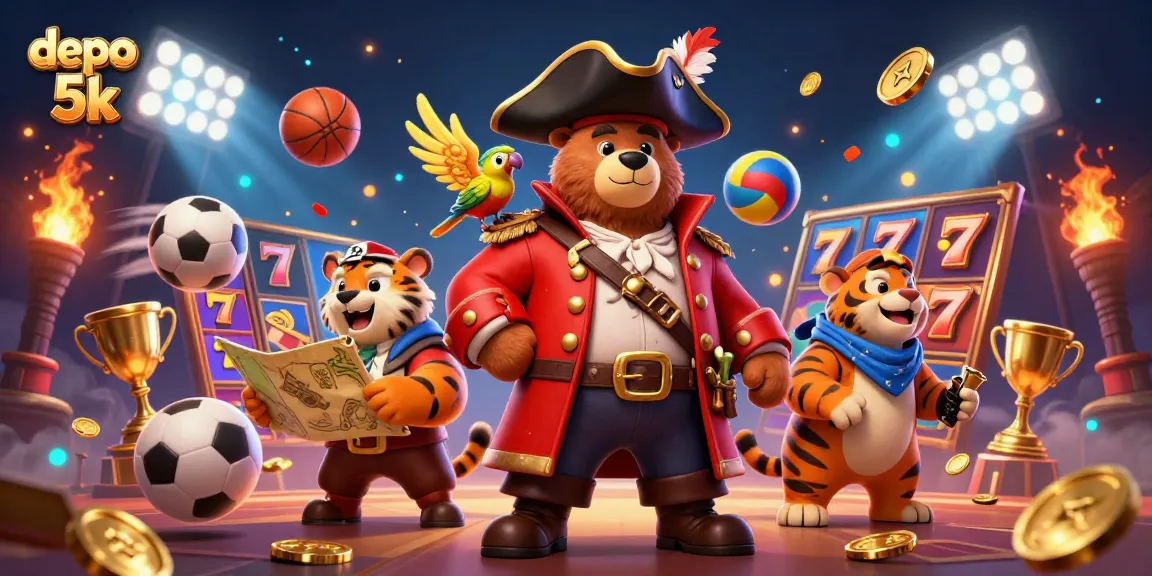 Spin to win with depo 5k as the animated pirate captain leads players into a thrilling jackpot adventure.