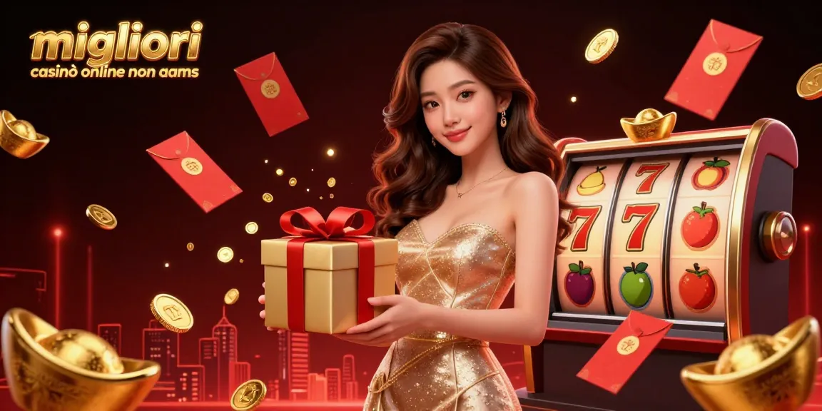 Migliori casinò online non aams che mostrano elementi di slot e decorazioni festive in una scena di casinò vibrante.