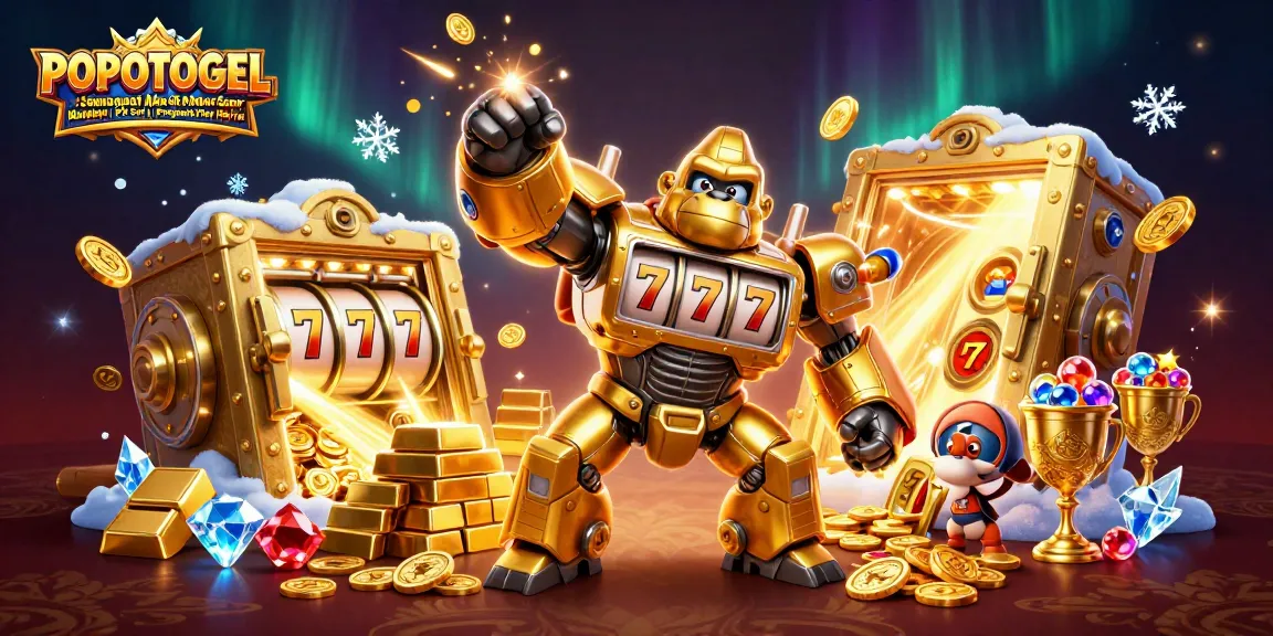 Experience the thrill of POPOTOGEL: Semangat Pusat Akun Slot Demo Gacor x10000 Mahjong | PG Soft | Pragmatik Play Hari Ini with exciting golden gorilla mech.