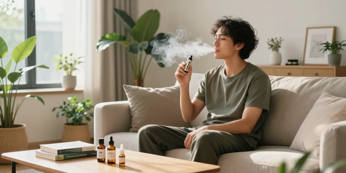 Packman THC vape providing natural wellness benefits with lab-tested CBD oil in a serene environment.