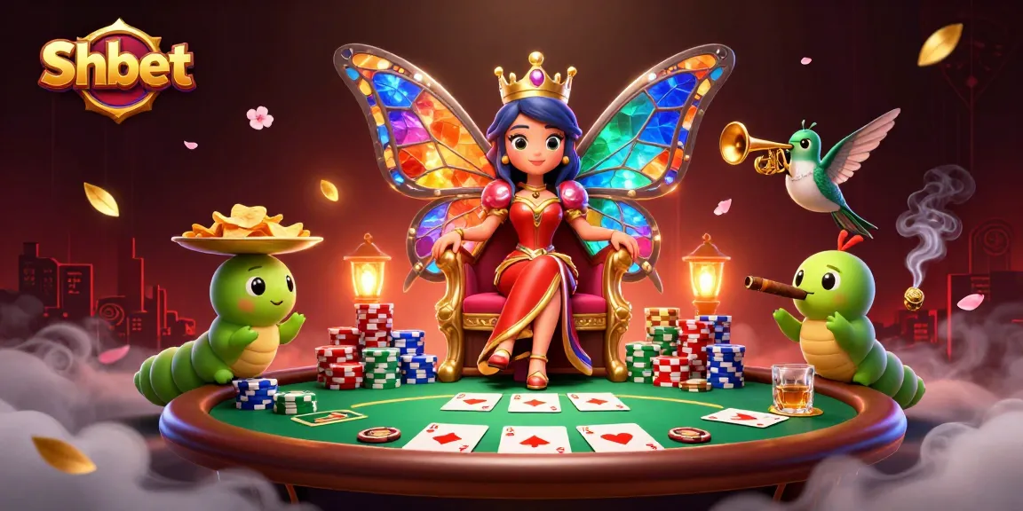 Experience thrilling gaming action with Shbet's vibrant casino scene featuring a butterfly queen.