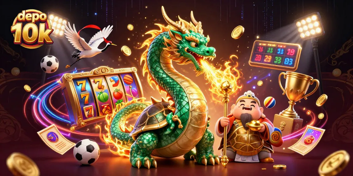 Engage with the exhilarating world of depo 10k slots, featuring mythical dragon and sage in dynamic 3D illustration.