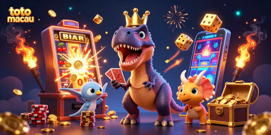 Win massive jackpots at toto macau with friendly dinosaur characters playing slots.