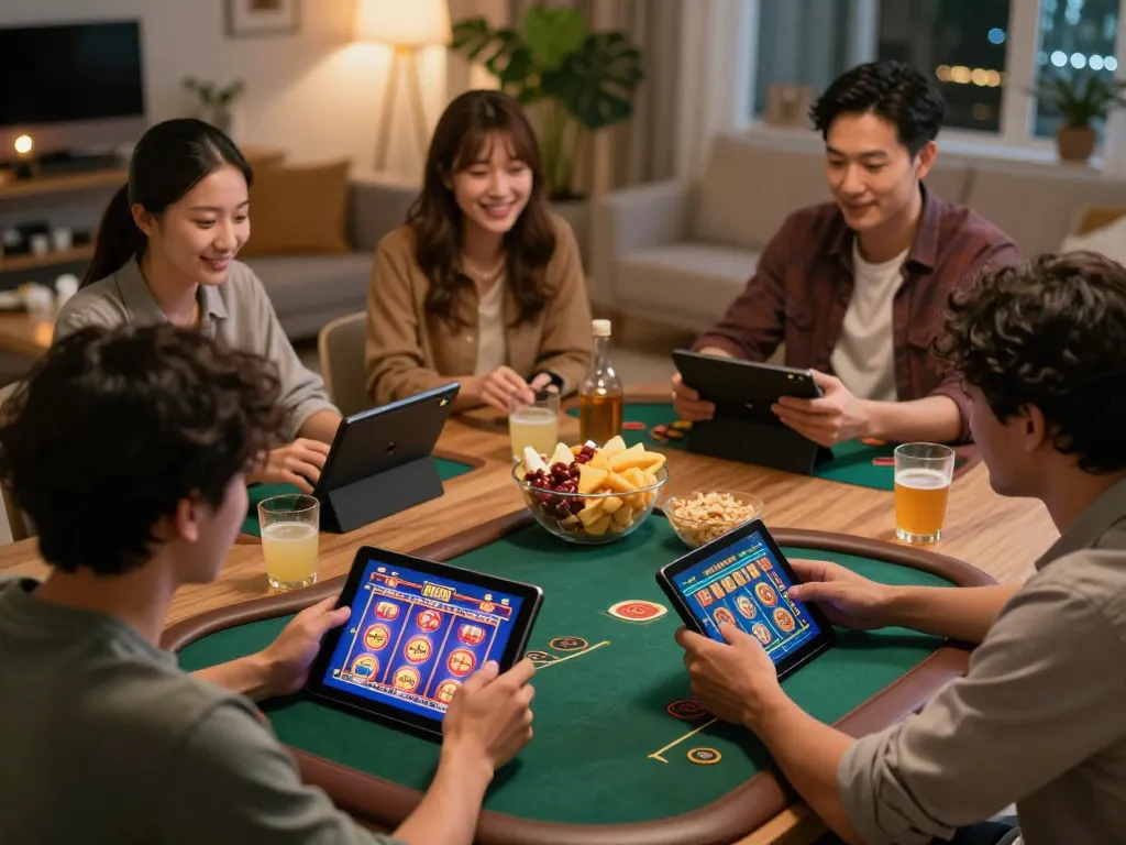 L567 players enjoying an online casino session with engaging slot games on tablets.