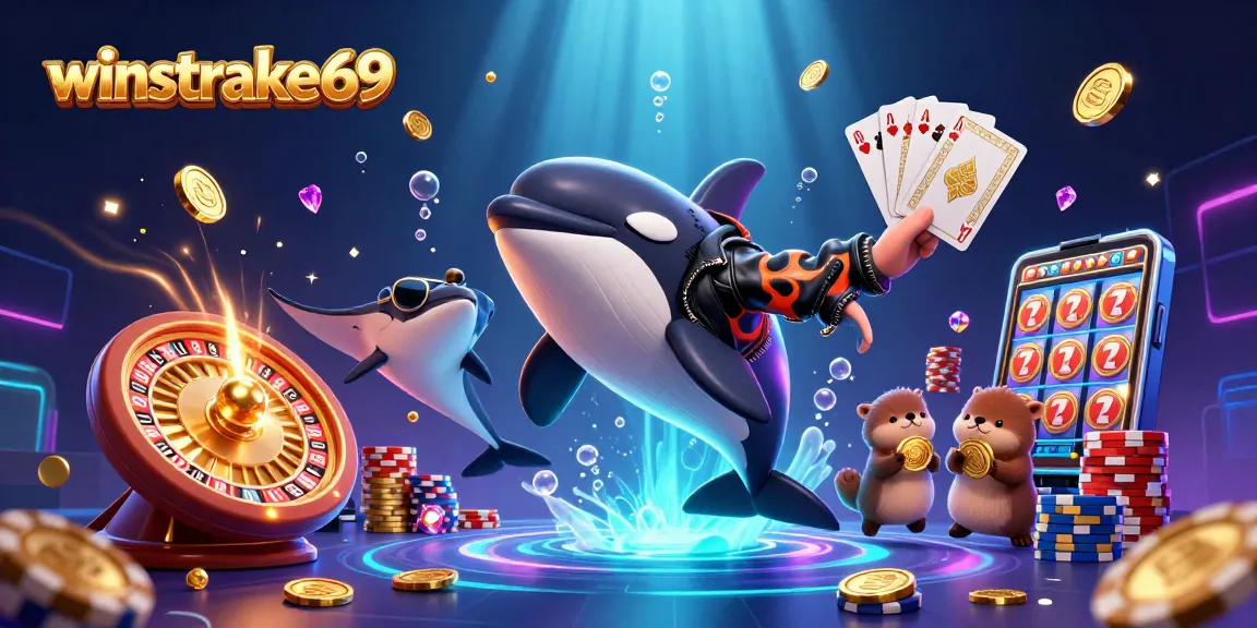 Winstrike69 engages players with thrilling designs and vibrant casino elements in an exciting underwater scene.
