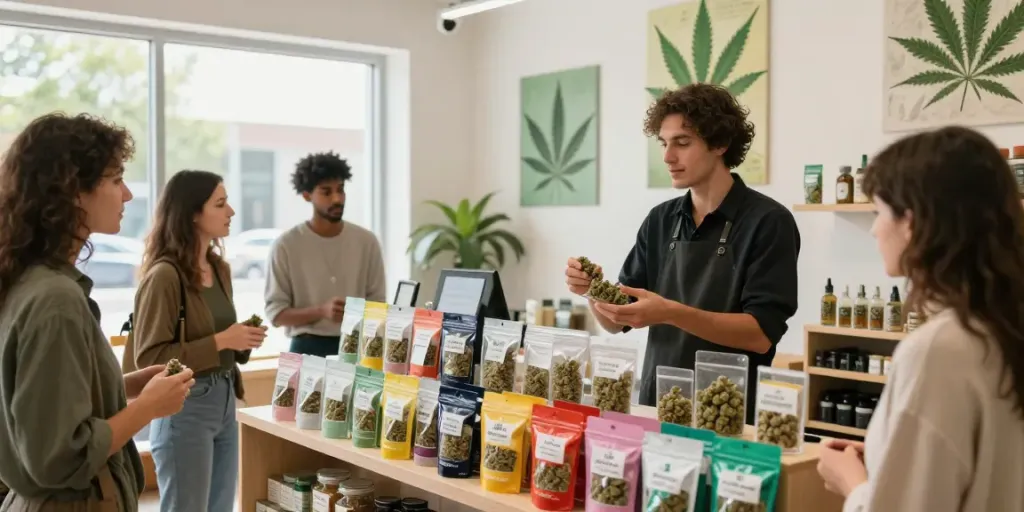 Explore the best hash in Canada with premium varieties on display in a modern dispensary.