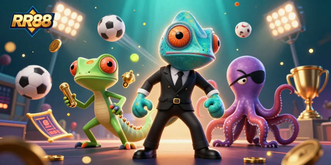 Engage in thrilling betting with RR88, featuring dynamic sports elements and vibrant 3D characters.
