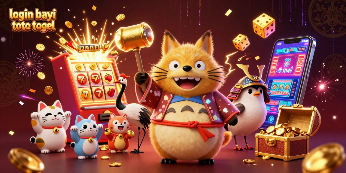 Spin the reels with login bayi toto togel as vibrant characters celebrate casino wins amidst colorful gaming elements.