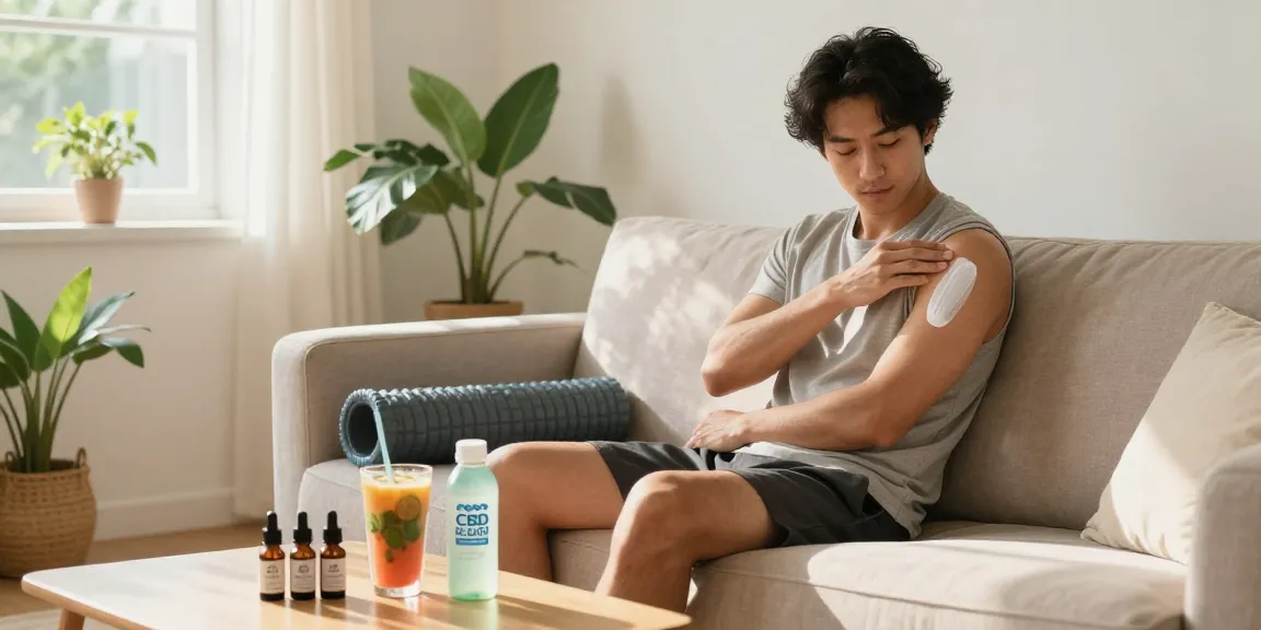 Properloud CBD topical applied for recovery in a wellness-focused environment with natural elements and healthy lifestyle products.