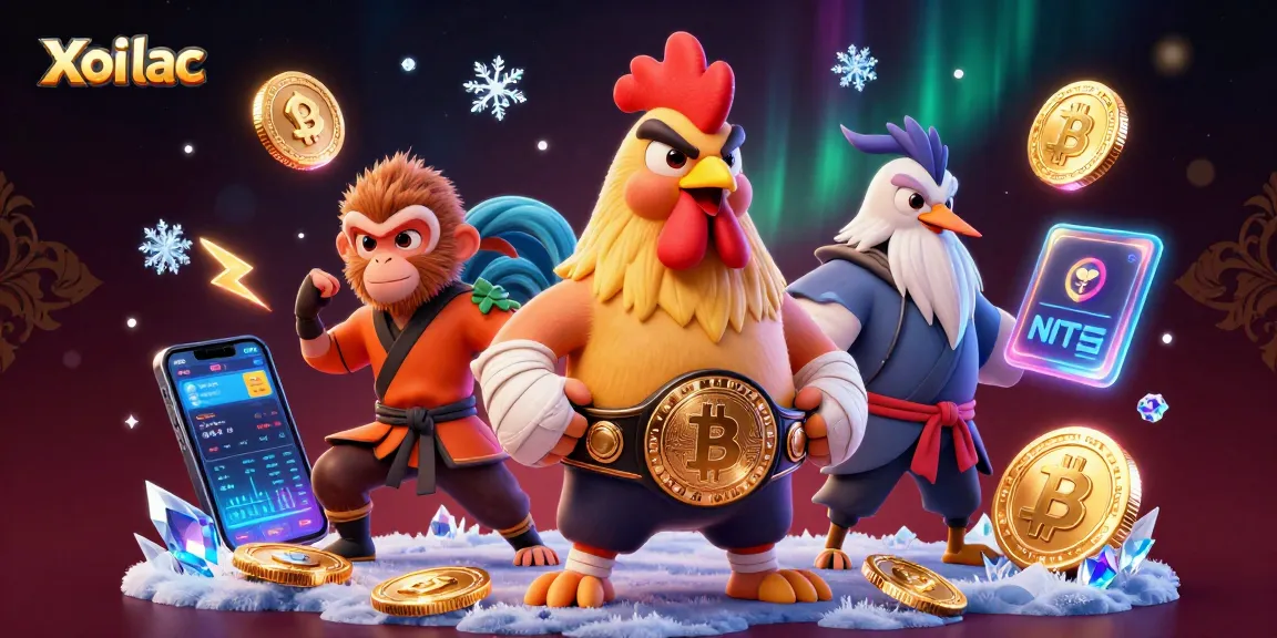 Xoi lac showcases a vibrant scene with a Muay Thai rooster, Shaolin monkey, and wise crane amidst dynamic gambling elements.