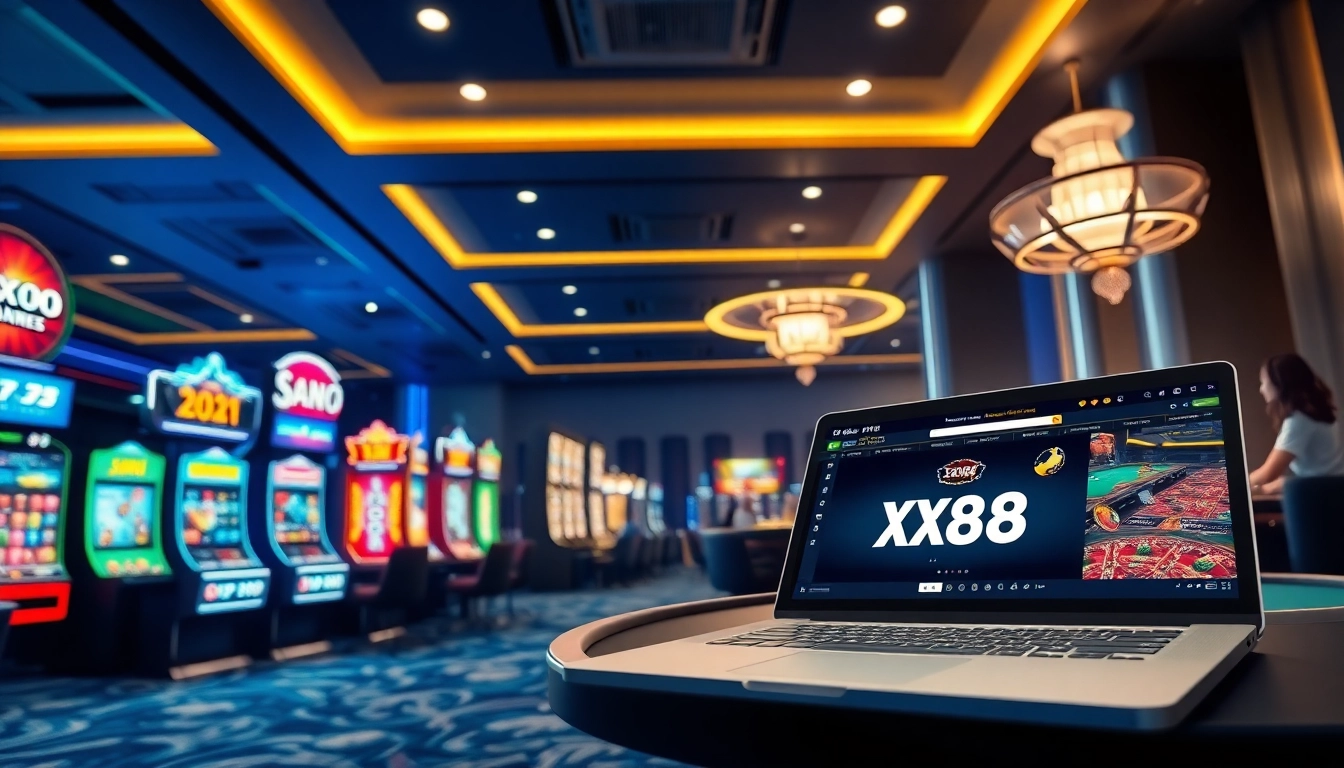 Experience immersive online gaming at https://xx88.pizza/ with vibrant casino game interfaces and engaged players.