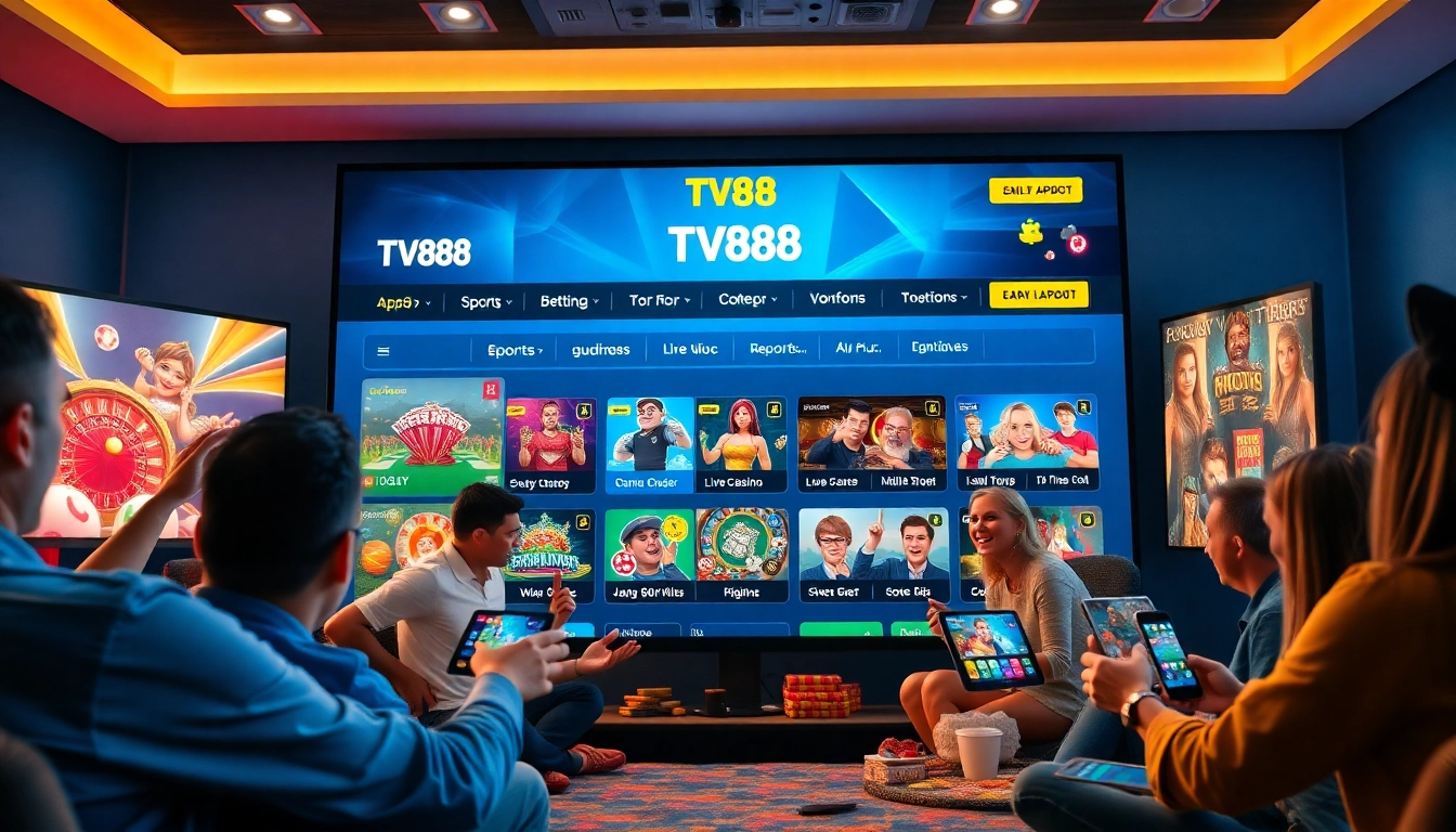 Engaging view of TV88 online gambling platform showcasing diverse games and user interaction.