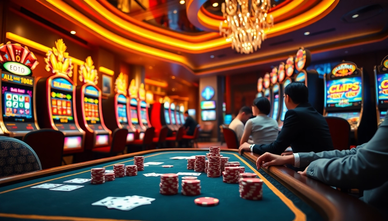 Experience the thrill of login DRAGON222 with engaging online slot action in a luxurious casino scene.