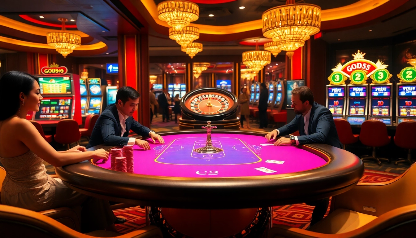 Experience the excitement of gaming at a luxurious god55 vip poker table with vibrant chips and cards.
