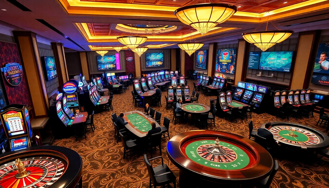 Experience the thrill of gaming at mg188s.com with an exciting casino atmosphere featuring vibrant tables and slot machines.