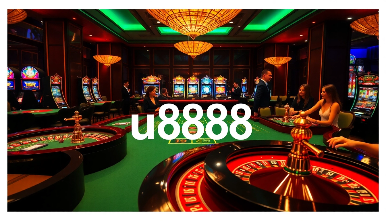 Experience the thrill of u8888 at an upscale casino with vibrant tables and engaging dealers.